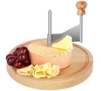 Trancheuse à fromage ronde pour tête de moine - Dimensions : Ø 22,2 cm x 14,3 cm - Passe au lave-vaisselle - Bois et acier inoxydable - Marron - Pour tous les types de fromage