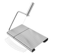 Trancheuse à fromage, trancheuses à fromage réglables en acier inoxydable,avec planche et grilles de mesure,outil de gadget de cuisine essentiel,polyvalent for beurre, jambon et saucisses(Metallic)