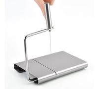 Trancheuse à fromage, trancheuses à fromage réglables en acier inoxydable,avec planche et grilles de mesure,outil de gadget de cuisine essentiel,polyvalent for beurre, jambon et saucisses(Silver)