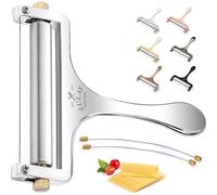 Trancheuse à Fromage Zulay avec Épaisseur Réglable - Trancheuse à Fil pour Fromage Mozzarella, Fromage Cheddar, Fromage Gouda Avec 2 Fils Supplémentaires (Argent)