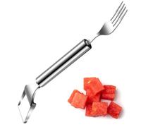 Trancheuse à fruits en acier inoxydable 2 en 1 - Coupe-pastèque et fourchette - Emporte-pièce portable - Coupe- multifonction pour camping, pique-nique et fête