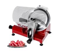 Trancheuse à Jambon Électrique 250 mm - Épaisseur Réglable 0 à 12 mm - Puissance 150W - Design Rouge Élégant - Idéale Viande, Charcuterie et Fromage