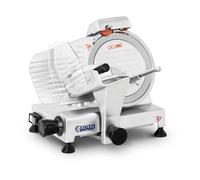 Royal Catering Trancheuse À Jambon Saucisson Multi-Usage Universelle RCAM-220PRO (Lame ø 220 mm, Puiss. 120 W, Tranches 0-12 mm, Vitesse 300 tr/min, Affûteur Intégré, Boîtier Aluminium Poli Anodisé)