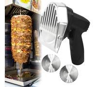 Trancheuse à kebab électrique, 80 W, avec disque et lame à engrenages, épaisseur réglable de 0 à 8 mm, largeur de lame de 10 cm, découpeuse à viande portative, for restaurants(Wireless)