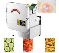 Trancheuse à légumes haute vitesse 300 kg/heure, coupe-légumes électrique compact 300 watts, hachoir à oignons professionnel, épaisseur de coupe réglable de 1,3 mm à 35 mm.