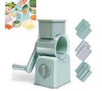 Trancheuse à légumes manuelle multifonction - Coupe-tambour rotatif pour trancher et râper efficacement (bleu sarcelle)