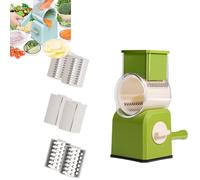 Trancheuse à légumes manuelle multifonction - Coupe-tambour rotatif pour trancher et râper efficacement (vert)