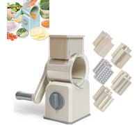 Trancheuse à légumes manuelle multifonction - Coupe-tambour rotatif pour trancher et râper efficacement (5 lames beiges)