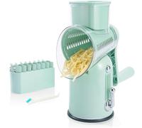 Trancheuse À Légumes Rotative 5 en 1 avec Poignée, Râpe À Légumes Multifonction À Manivelle avec Base À Ventouse Solide, Adaptée À La Maison, aux Fêtes et À La Préparation des Repas(Green)