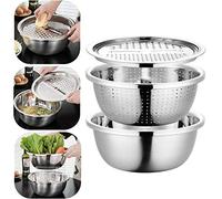 Trancheuse à Mandoline 4 En 1, Avec Passoire Et Bol De Mélange, Coupe-cuisine En Acier Inoxydable, Plaque De Râpe Polyvalente En Acier Inoxydable, Avec Récipient, Pour Salade De Fromage, Fruits, Légum