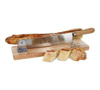 Trancheuse à pain - Couteau + support - Bois et acier - 25x5cm - Cuisine