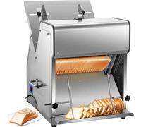 Trancheuse à pain électrique commerciale en acier inoxydable avec longueur de pain réglable, lames de 12 mm, coupe 31 tranches à la fois pour pain, toast, jambon et gâteau de riz