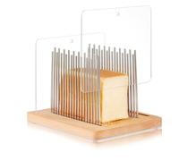 Trancheuse à pain en acier inoxydable avec largeur réglable, guide de tranchage du pain en bois, trancheuse à pain pliable, coupe-pain pour pain fait maison, rond au levain, bagels
