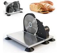 Trancheuse à pain en acier inoxydable, épaisseur réglable de 1 à 15 mm, avec base pliable avec déflecteur en métal, outil de tranchage manuel facile à nettoyer pour levain, toast et charcuterie