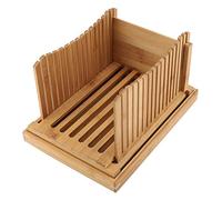 Trancheuse à pain en bambou zhoul Nature avec plateau de récupération de miettes, guide de planche à découper Foladable et Compact pour pain grillé coupe-pain pour gâteau Bagels Sandwich