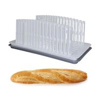 Trancheuse à pain, guide de pain, outil de cuisson portable pliable réglable, construction en acier inoxydable durable, design facile à utiliser, magasin, rangement, pain maison, gâteau, restaurant