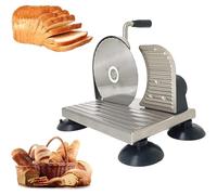 Trancheuse à pain manuelle à manivelle, en acier inoxydable, for une épaisseur de coupe uniforme. Épaisseur de coupe : 0 à 15 mm. Corps amovible en acier inoxydable. Idéale for les