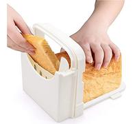 Trancheuse à pain pliable - Épaisseur réglable - Pour pain, rôti, sandwich, pain - Blanc