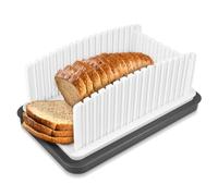 Trancheuse à Pain pour Pain Fait Maison, Mise à Niveau Largeur Réglable Guide de Coupe du Pain avec Plateau Outil de Coupe de Pain Pliable pour Rondelles de Levain Baguette Sandwich(Blanc)