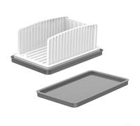 Trancheuse à pain réglable avec trois réglages d'épaisseur et plateau miettes pour tranches soignées de pain, bagels et gâteaux faits maison, design compact pliable pour une utilisation en cuisine
