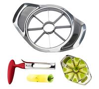 Trancheuse à Pomme en Acier Inoxydable, 2 pièces Trancheuse à Poire, Trancheuse à Fruits, Portionneuse à Pomme, Réutilisable pour une Coupe Rapide et Facile des Fruits