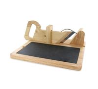 Totally Addict KD3212 Trancheuse à charcuterie et fromage manuelle avec Plateau Ardoise amovible La Sélection Brasserie Bois et inox Beige gris et noir H11,8 x 28,6 x 28,8 cm