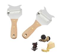 Trancheuse à truffes, 2 pièces rasoir à fromage trancheuse à fromage en acier inoxydable rasoir à chocolat râpe bigoudi éplucheur de légumes avec manche en bois pour la maison