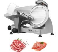 Trancheuse à viande commerciale 340 W, Trancheuse électrique pour aliments avec lame en acier au carbone de 25,4 cm, épaisseur réglable de 0 à 15 mm pour viande, fromage, légumes, etc.