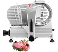 Trancheuse à viande commerciale de SucceBuy, Trancheuse électrique pour charcuterie fine 200 W, lame de 20,3 cm en acier au carbone, 350-400 tr/min, épaisseur réglable 0-1,2 cm, Trancheuse à viande él