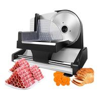 Trancheuse à Viande éLectrique 200W avec Lames En Acier Inoxydable 190mm, Trancheuse Semi-Automatique avec Pieds AntidéRapants pour Viande Fromage Pain LéGumes éPaisseur RéGlable 0-15mm,Black