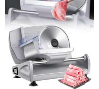 Trancheuse à viande électrique, trancheuse à pain 250 W avec épaisseur réglable de 1 à 15 mm et lame dentelée en acier inoxydable de 19 cm, machine à trancher la viande pour la maison et le fromage/