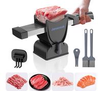 Trancheuse à viande fraîche, trancheuse manuelle pour la préparation des repas, épaisseur de coupe réglable de 2 mm ou 4 mm, 17 lames pour 18 tranches (tranché, rayé, coupé en dés) - Noir