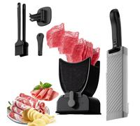 Trancheuse à viande manuelle pour la maison en acier inoxydable avec aiguiseur, 2 x brosses de nettoyage, épaisseur réglable, 2 à 4 mm, passe au lave-vaisselle, coupe-viande, pour bœuf, porc, mouton
