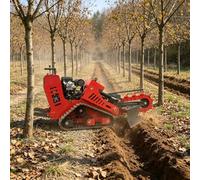 Trancheuse compacte en caoutchouc pour projets de drainage paysager | Système de travail hydraulique | Placement précis du sol | Adaptabilité du terrain lisse