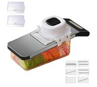 Trancheuse de légumes multifonctionnelle, hachoir à nourriture rapide, coupe-légumes 6 en 1 avec protection des mains sûre, trancheuse de légumes efficace pour salade, fruits, gingembre, carotte