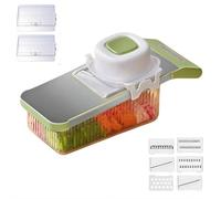 Trancheuse de légumes multifonctionnelle, hachoir à nourriture rapide, coupe-légumes 6 en 1 avec protection des mains sûre, trancheuse de légumes efficace pour salade, fruits, gingembre, carotte