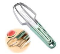 Trancheuse de pastèque 3 en 1, trancheuse à pastèque, trancheuse à fruits en acier inoxydable, outil de coupe rapide pour la cuisine, fourchette de coupe rapide, fourchette à fruits (vert)