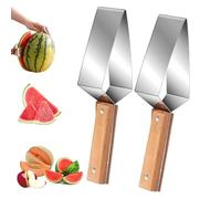 Trancheuse de pastèque en acier inoxydable, coupe-pastèque triangulaire, séparateur de melon multifonctionnel avec poignée en bois, gadget de tranchage rapide des fruits pour la maison (2)