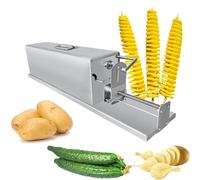 Trancheuse de pommes de terre électrique, coupe automatique en spirale pour patates douces, carottes et courgettes, machine à frites torsadée commerciale en acier inoxydable, 9 lames