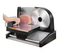 Trancheuse éLectrique 200W, Lame En Acier Inoxydable Qualité SupéRieure Et éPaisseur RéGlable 0-15mm, Semi-Automatique, avec Pieds AntidéRapants, pour Usage Professionnel Et Domestique,Black