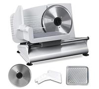 Trancheuse Électrique 220 W, Trancheuse À Viande en Acier Inoxydable, Épaisseur Réglable de 3 À 15 Mm/1,2 À 6 Pouces avec Lames en Acier Inoxydable de 7,5", pour Viande, Charcuterie, Jambon, Fromage