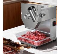 Trancheuse électrique à saucisses - Coupe commerciale en acier inoxydable avec angle de 30°, lames de 1,5/3/4 mm, 200 tr/min, entrée d'alimentation de 48 mm pour saucisses, bacon, jambon et légumes