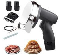 Trancheuse électrique commerciale for kebab Doner, épaisseur de coupe 0-8 mm, couteau automatique for shawarma Doner Kebab avec pelle à viande for rôtisserie / 2 lames/batterie(Flat Blade)