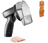 Trancheuse électrique sans fil pour kebab Doner, 80 W, professionnelle, avec 2 lames en acier inoxydable, épaisseur de coupe 0-8 mm, pour restaurants, barbecues et usage domestique. (Wireless )