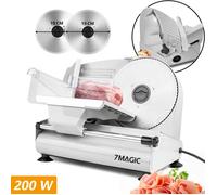 Trancheuse Électrique SL518 200W - Lames Dentelée et Lisse 19 cm - Réglable de 0 à 15 mm - Pour Viandes, Jambon, Saucisson, Pain