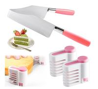 Trancheuse et coupe-gâteau en acier inoxydable réglable 5 couches pour toast, cuisine, outil de fixation pour anniversaire, fête de mariage, desserts, pâtisserie, pain, pizza, trancheuse (rose)
