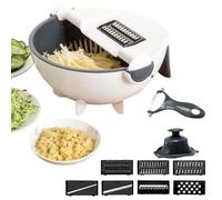 Trancheuse et hélicoptère pour légumes | Cutter multifonction avec panier de vidange | Outil de cuisine pour salades, la préparation des repas, pommes de terre, fruits, le fromage, la