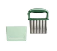 Trancheuse froissée de chips de pomme de terre en acier inoxydable, couteau ondulé à légumes et à fruits for la fabrication de frites(Green)