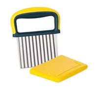 Trancheuse froissée de chips de pomme de terre en acier inoxydable, couteau ondulé à légumes et à fruits for la fabrication de frites(Yellow)