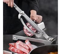 Trancheuse manuelle pour viande congelée, en acier inoxydable 304, fixation murale, lame réglable de 0,2 à 8 mm, étanche et extensible, idéale pour les fondues, les barbecues et les pizzas,Silver
